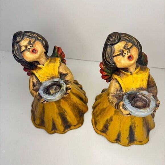 Vintage Italian Angel Figurines by Thun Bozen Hand-Painted Candle Holders MCM - Picture 2 of 12
